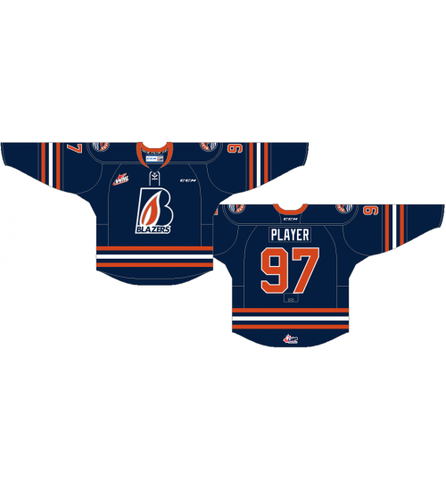 Custom WHL Kamloops Blazers 2015 Pres Road Hockey Jersey Blue